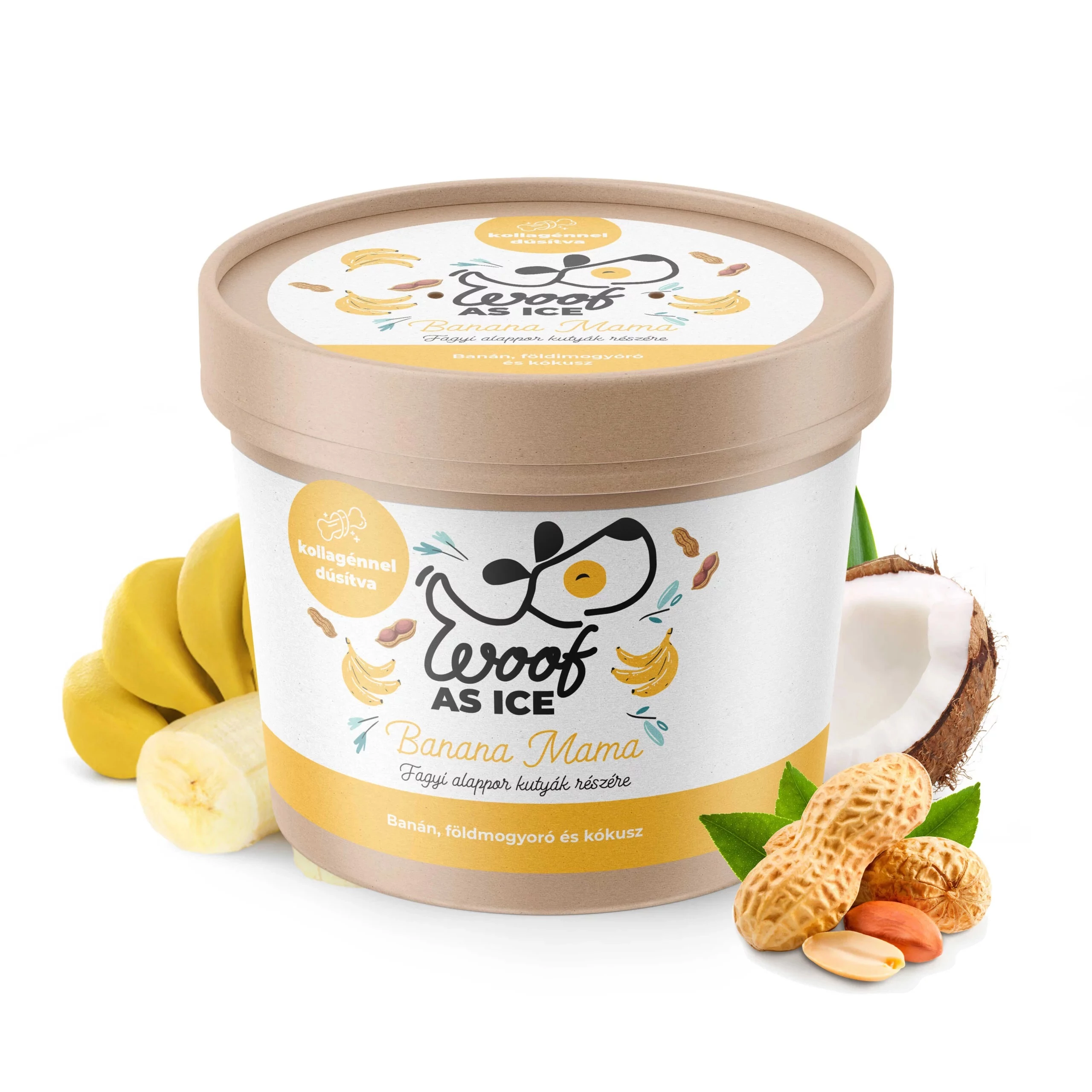 WOOF AS ICE (banán, földimogyoró) – KUTYAfagyi alappor – 100g